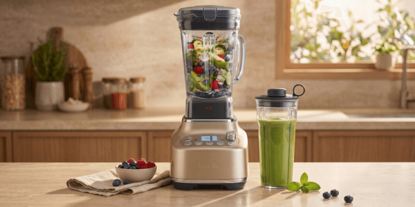 Royal Champagne Breville Super Q blender on a kitchen counter