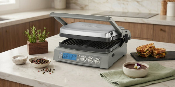 Cuisinart 6-in-1 Elite Griddler GR-300NAS on a kitchen countertop ready for use