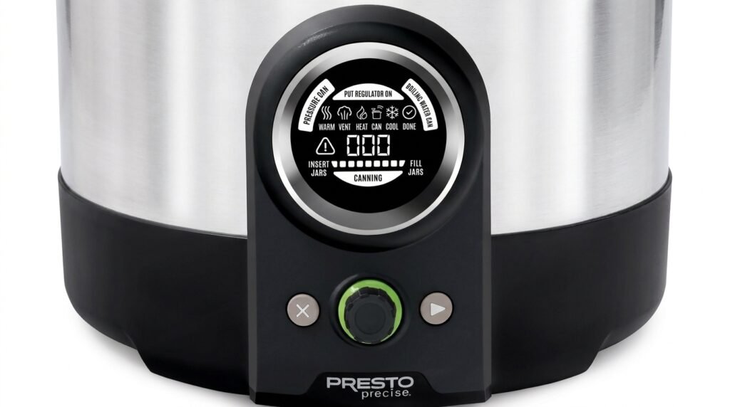 Close-up of the Presto Precise LED digital display and control panel