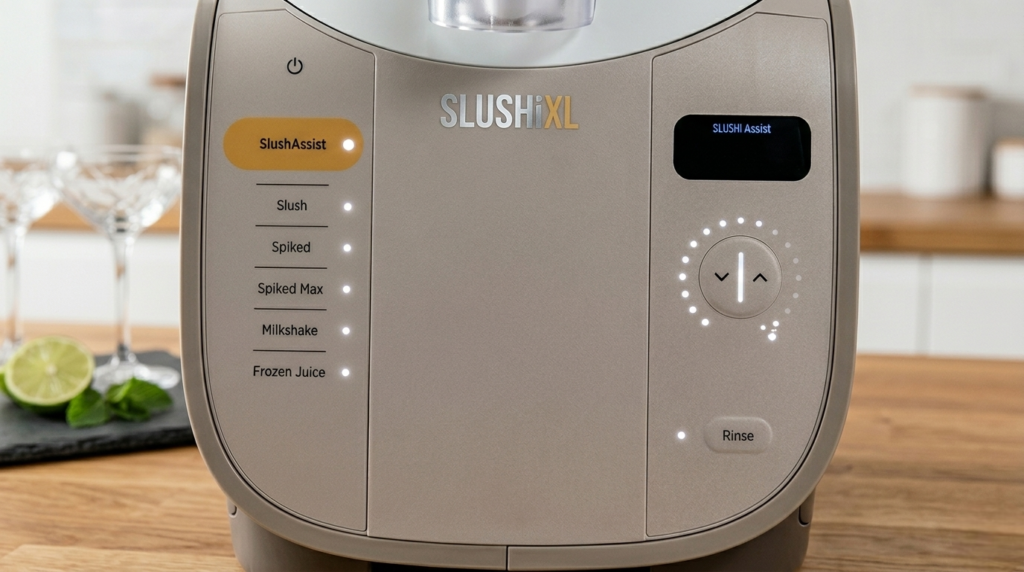 Close-up of the SlushAssist control panel and temperature settings