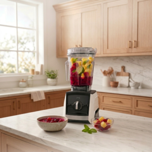 Vitamix A2300 Ascent Series Smart Blender in white on a modern kitchen counter