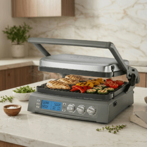Cuisinart 6-in-1 Elite Griddler GR-300NAS on a kitchen countertop ready for use