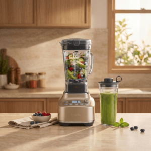 Royal Champagne Breville Super Q blender on a kitchen counter