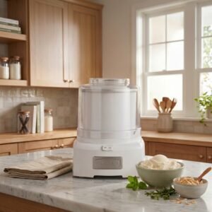 Clean product shot of the Cuisinart ICE-21P1, white finish, on a kitchen countertop